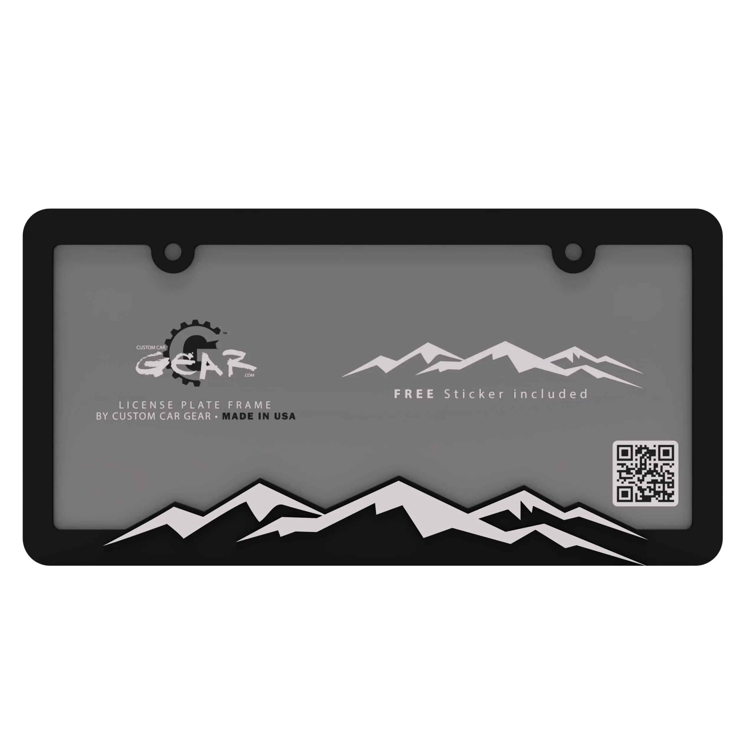 Mountain License Plate Frame Bracket (White on Black)