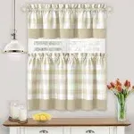 MyHome Hunter 24" Window Curtain Tier Pair and Valance Set in Tan