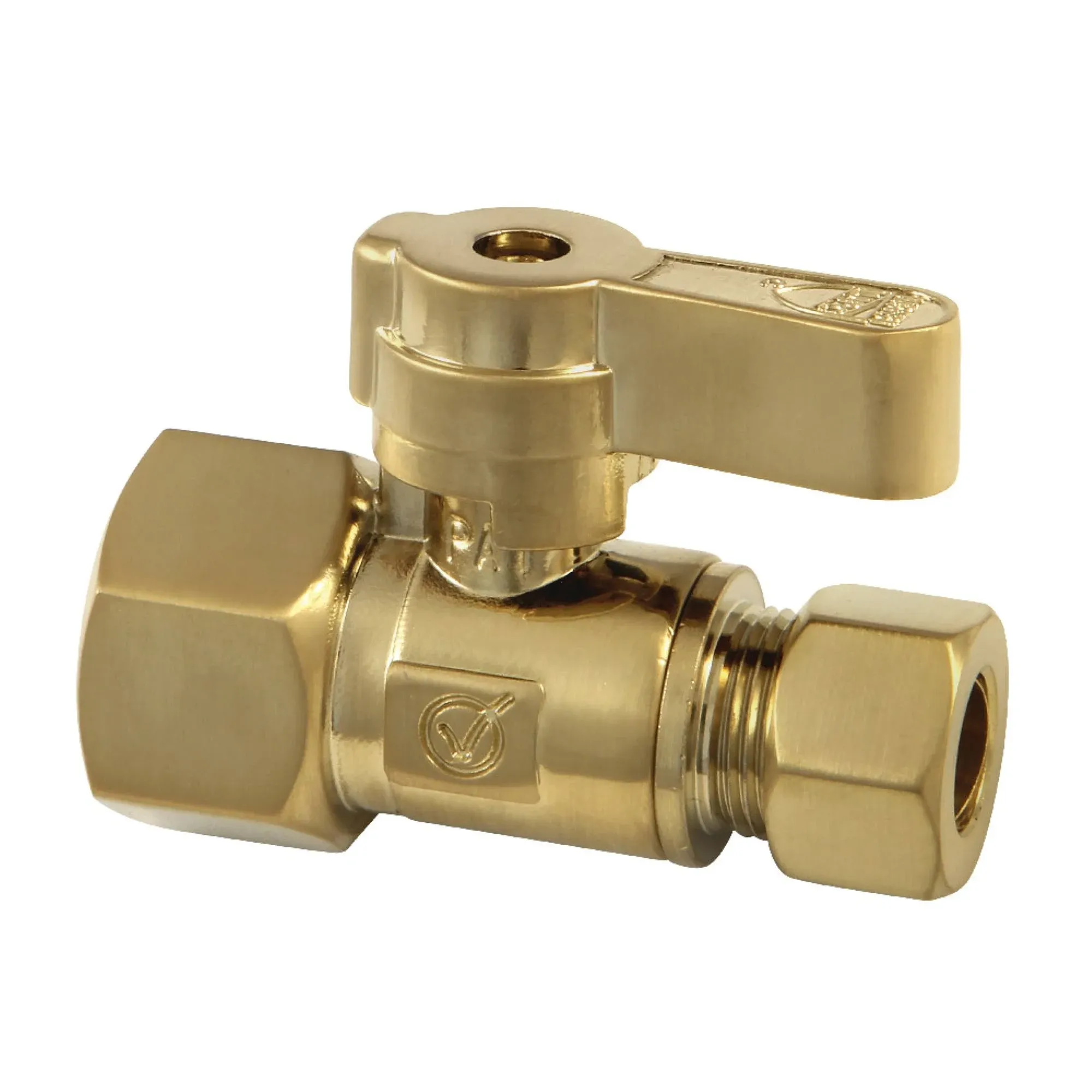 Kingston Brass KF4315PB 1/2" FIP X 3/8" OD Comp Straight Stop Valve, Polished Brass