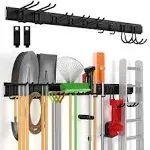 Ailadl Wall Mount Tool Storage Rack, 15 Pcs Heavy Duty Steel Yard Garden Tool Organizer, Garage Tool Organizer Wall Mounted Storage System Hold Up