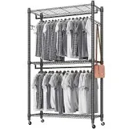 BATHWA Heavy Duty Garment Rack 47.2&#034;W x 17.7&#034;D x 80.7&#034;H, Black 