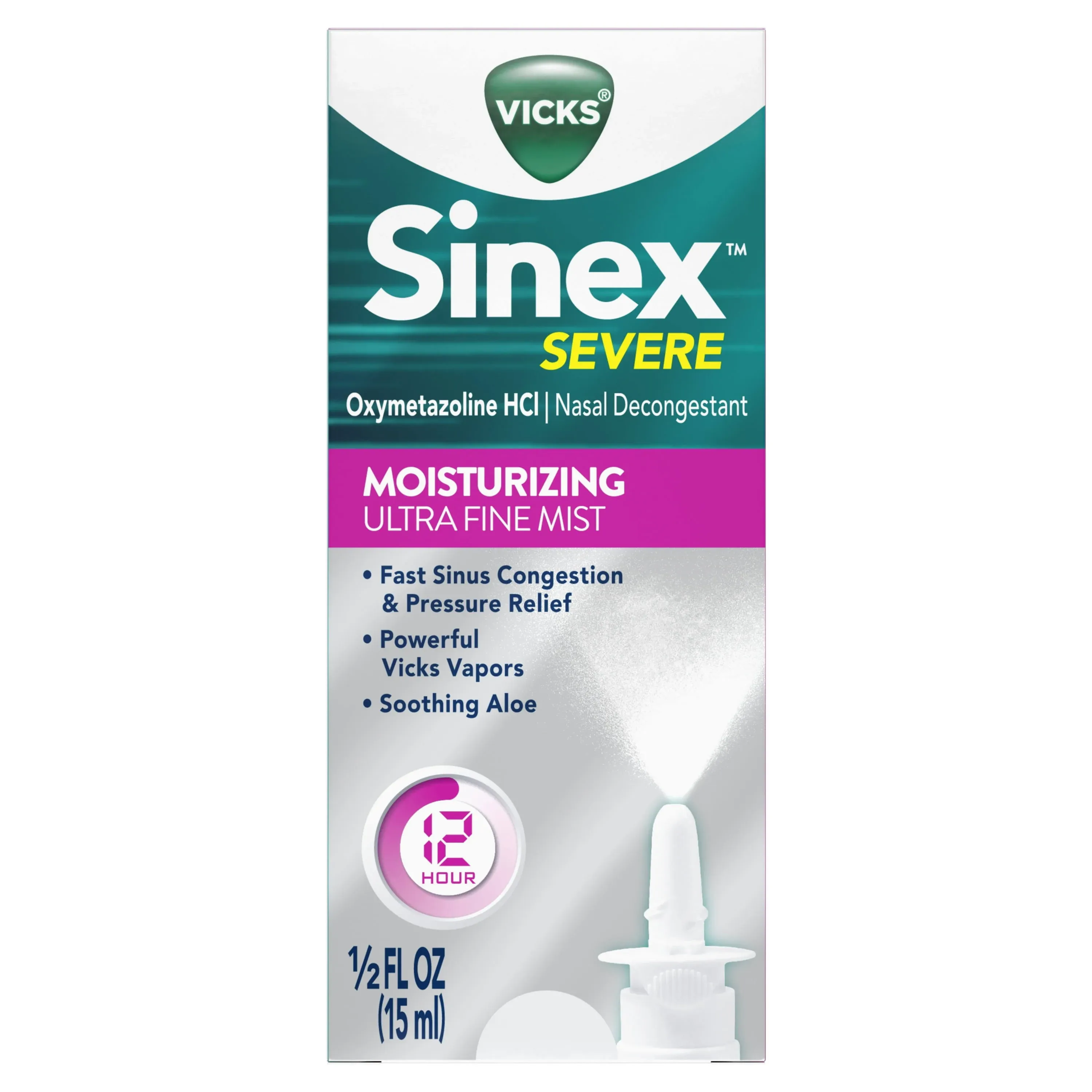 Sinex Severe Nasal Decongestant, Ultra Fine Mist, Moisturizing - 0.5 fl oz