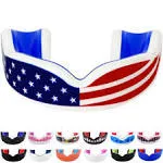 Sports Youth Mouth Guard for Kids (USA Flag & Fangs & 20 Best Colors to Choose from) - Youth Mouthguard Football, MMA, Karate, Flag Football, Rugby, Boxing, BJJ (/w Case) (Youth, Strapless)