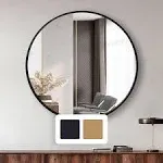 Jill Zarin 36' Elegant Round Metal Wall Mirror Black