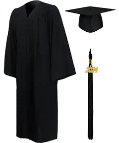 GraduationMall Shiny Graduation Gown Cap Tassel Set 2024 for High School & Bachelor