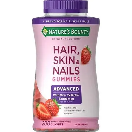 Nature's Bounty, Gommes avancées pour les cheveux, la peau et les ongles, Fraise, 80 gommes