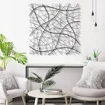 LuxenHome Large Black Abstract Square Metal Wall Decor