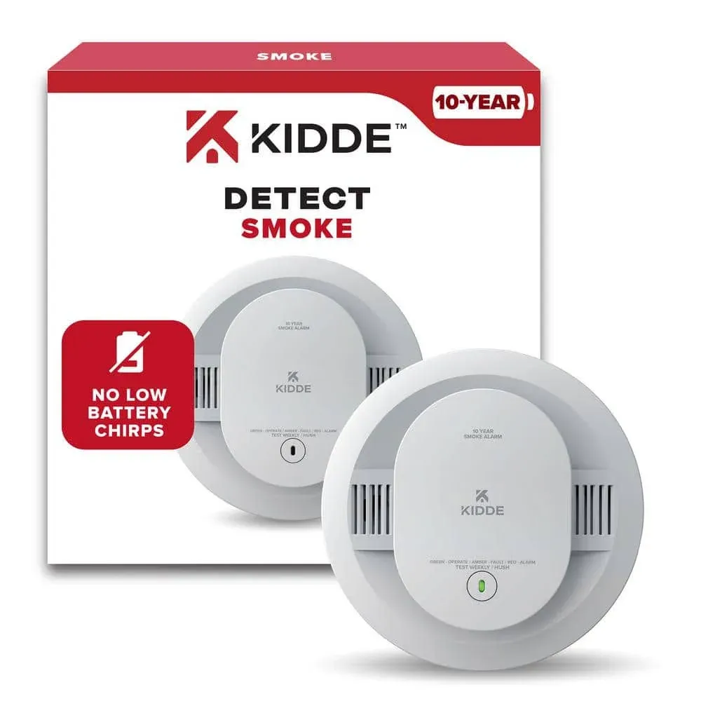 Smoke Detector, 10-Year Battery Powered, LED Warning Light Indicators