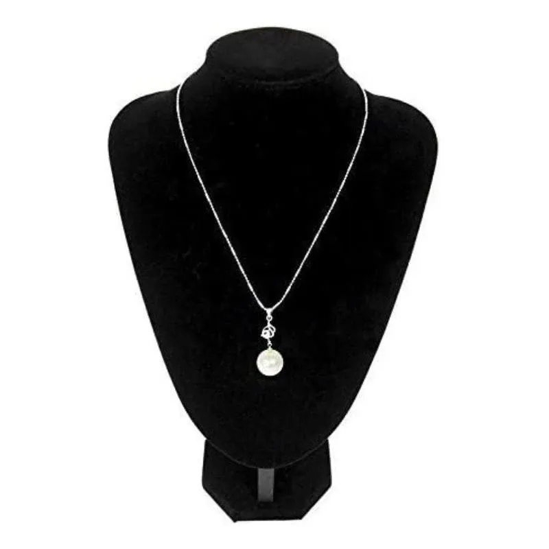 Adorox 12'' Black Velvet Necklace Pendant Chain Jewelry Bust Display Holder Stand