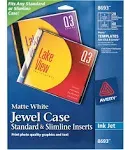 Avery Inkjet CD-DVD Jewel Case Inserts, Matte White, 20-Pack