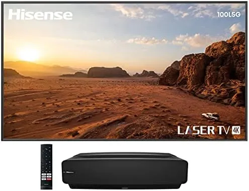 Hisense L5G 2700-Lumen XPR 4K UHD Smart Ultra-Short Throw Laser DLP Projector & 100" Sc