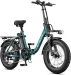 ENGWE L20 2.0 1125W Motor Peak, Upgraded Folding Electric Bike for Adults, 20*3.0" Fat Tire Step-Thru Ebike, 52V13Ah 68Miles Long Range 28MPH 75N.m Torque Urban Commuter,7-Speed Gear,No Front Basket