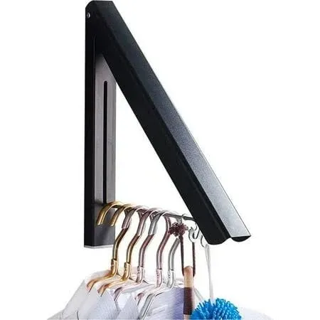 IN VACUUM Clothes Drying Rack, Laundry Racks for Drying Clothes, Wall Mounted Retractable Clothes Hanger for Laundry Room, Garage, Indoor & Outdoor Use, Aluminum (1 Racks, Black)