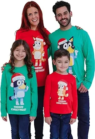 Bluey Christmas Matching Family Long Sleeve T-Shirt Toddler to Adult