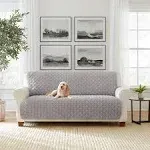 Sure Fit Alex Grey Polyester Quilted Fur Sofa Furniture Protector