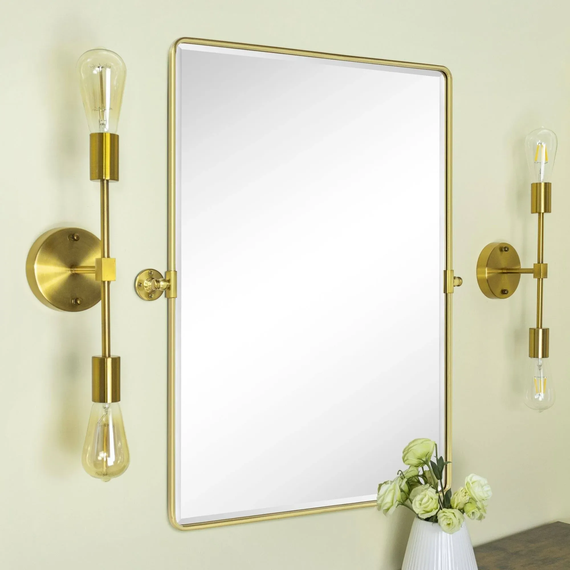 TEHOME Woodvale Rectangle Vertical Metal Wall Mirrors - 30" x 20" - Chrome