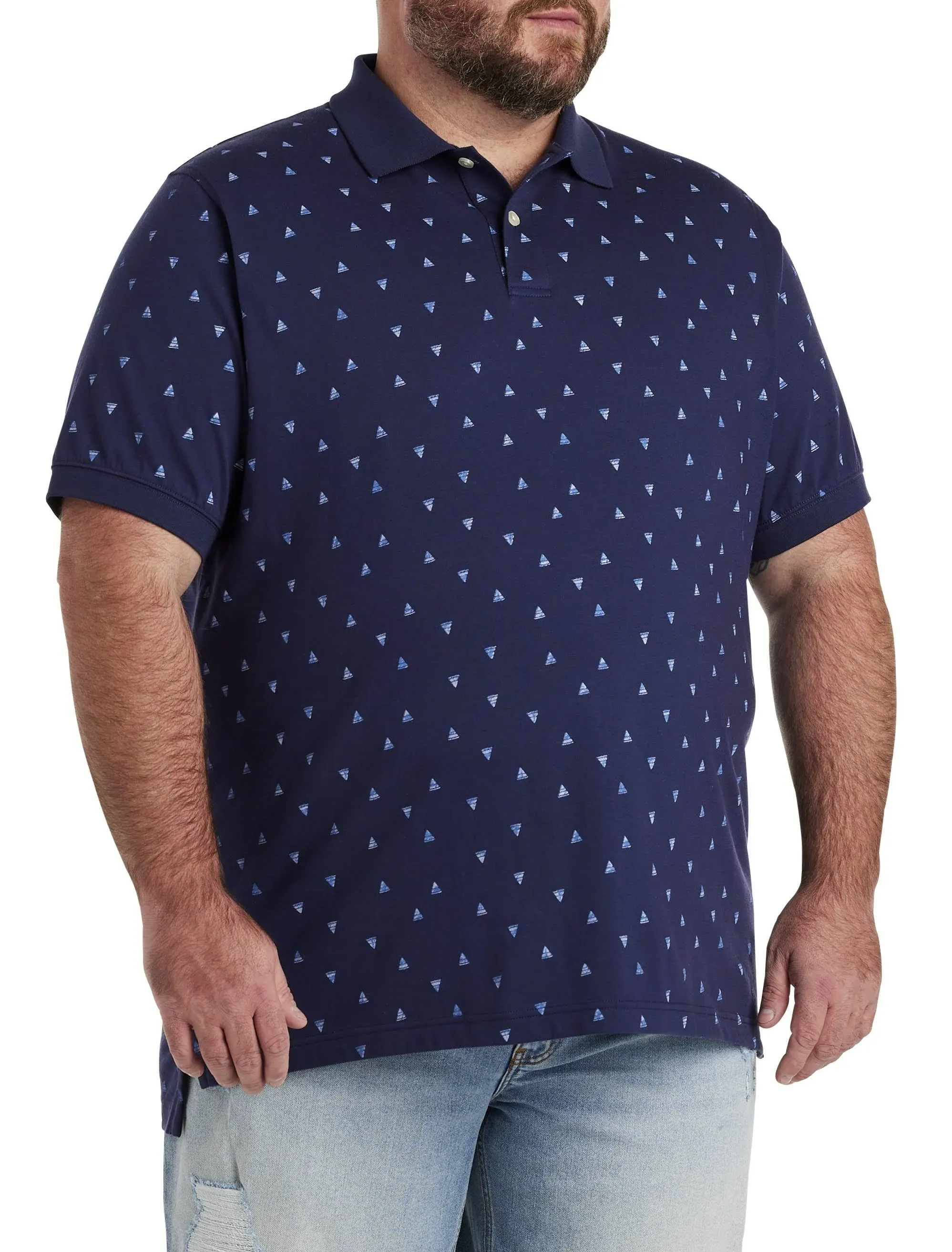 Harbor Bay by DXL Men's Big and Tall Diamond Print Polo Shirt