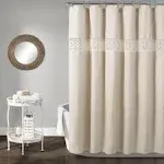 Lush Decor Lace Accent Stripe Traditional Shower Curtain 72"x72", Neutral