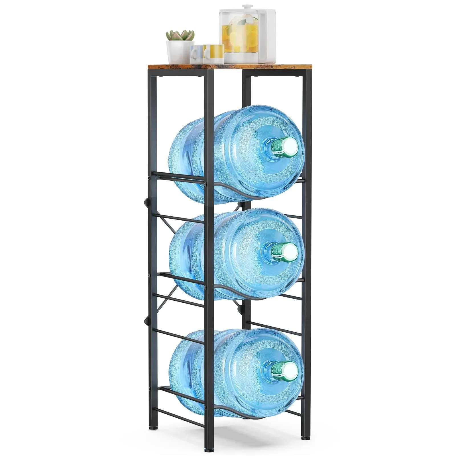 3-tier 5 Gallon Water Jug Holder with Storage Shelve, Detachable 5 gallon Water