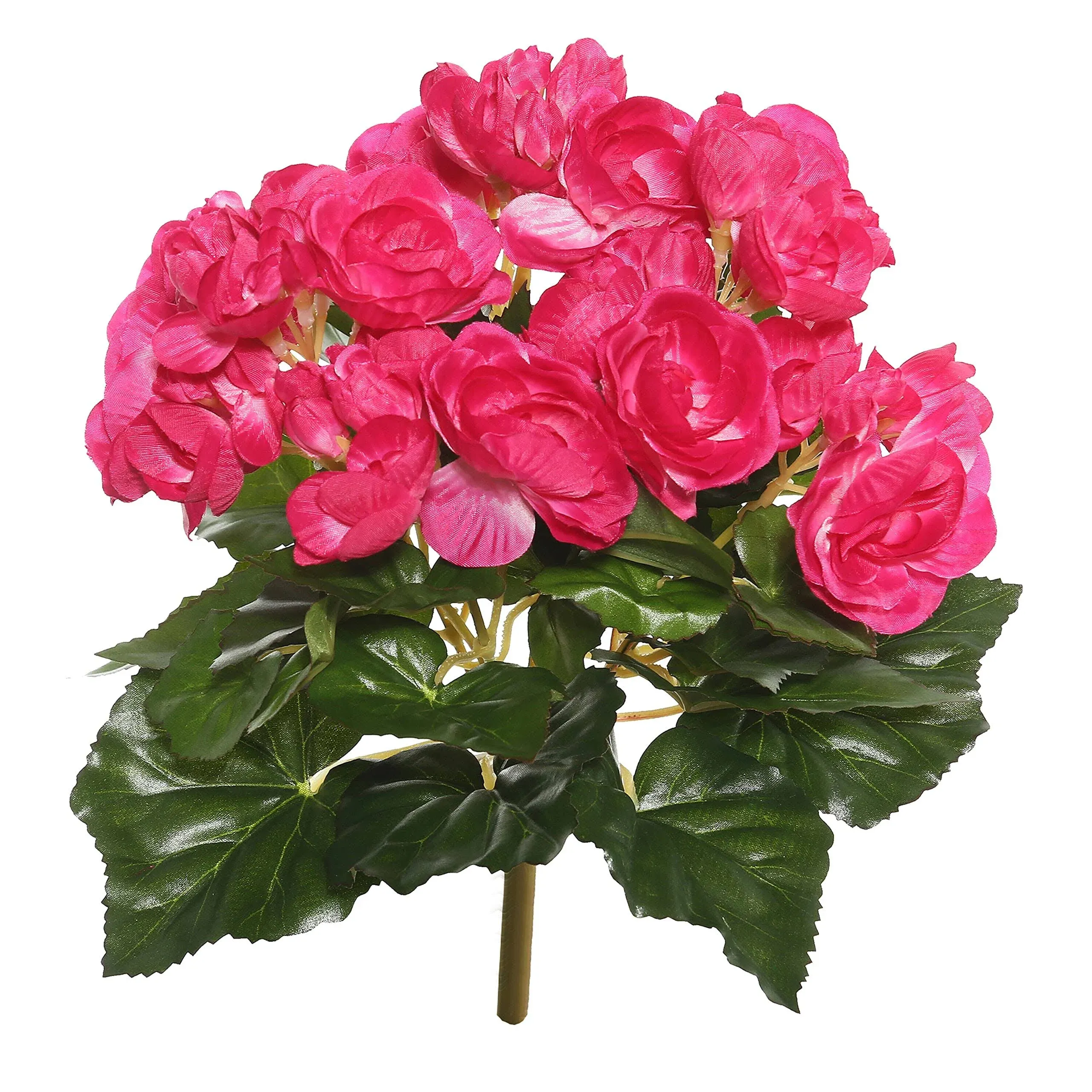 Vickerman 9.5" Artificial Hot Pink Polyester Begonia Bush.