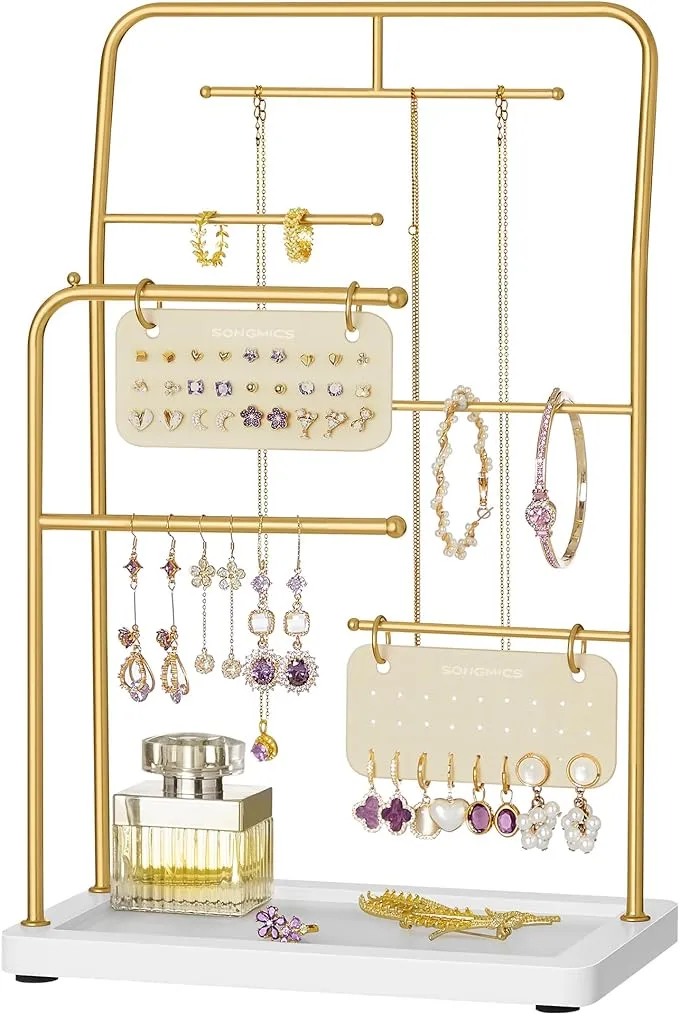 SONGMICS Jewelry Stand Jewelry Organizer Jewelry Display Holder with Metal Frame