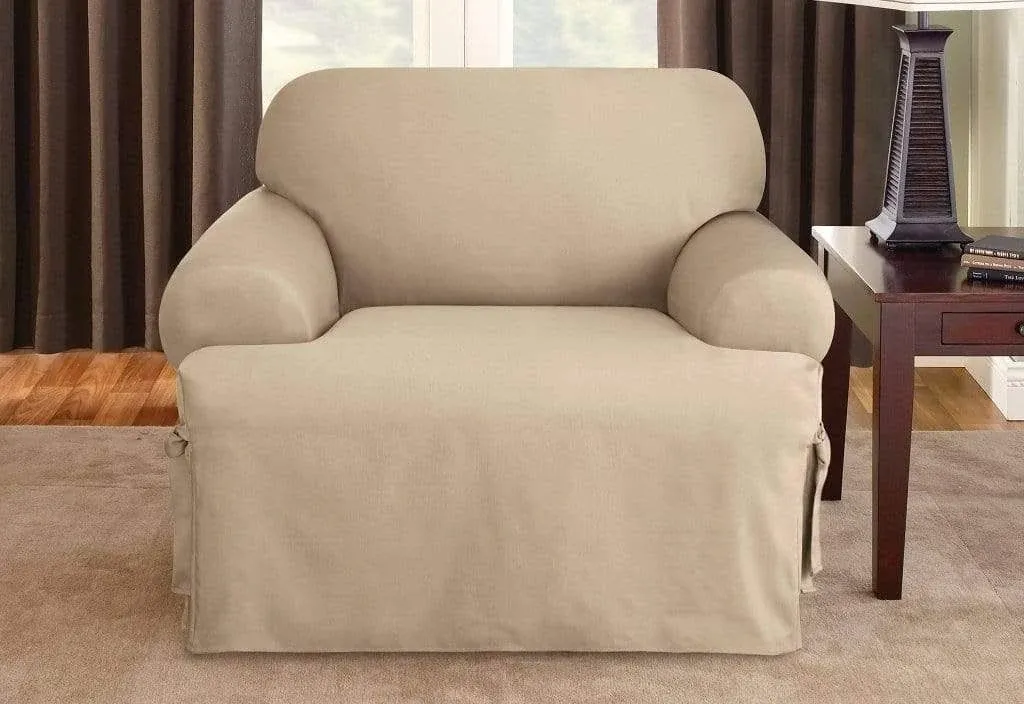 SureFit Duck 1 Piece T Cushion Chair Slipcover ,Tan