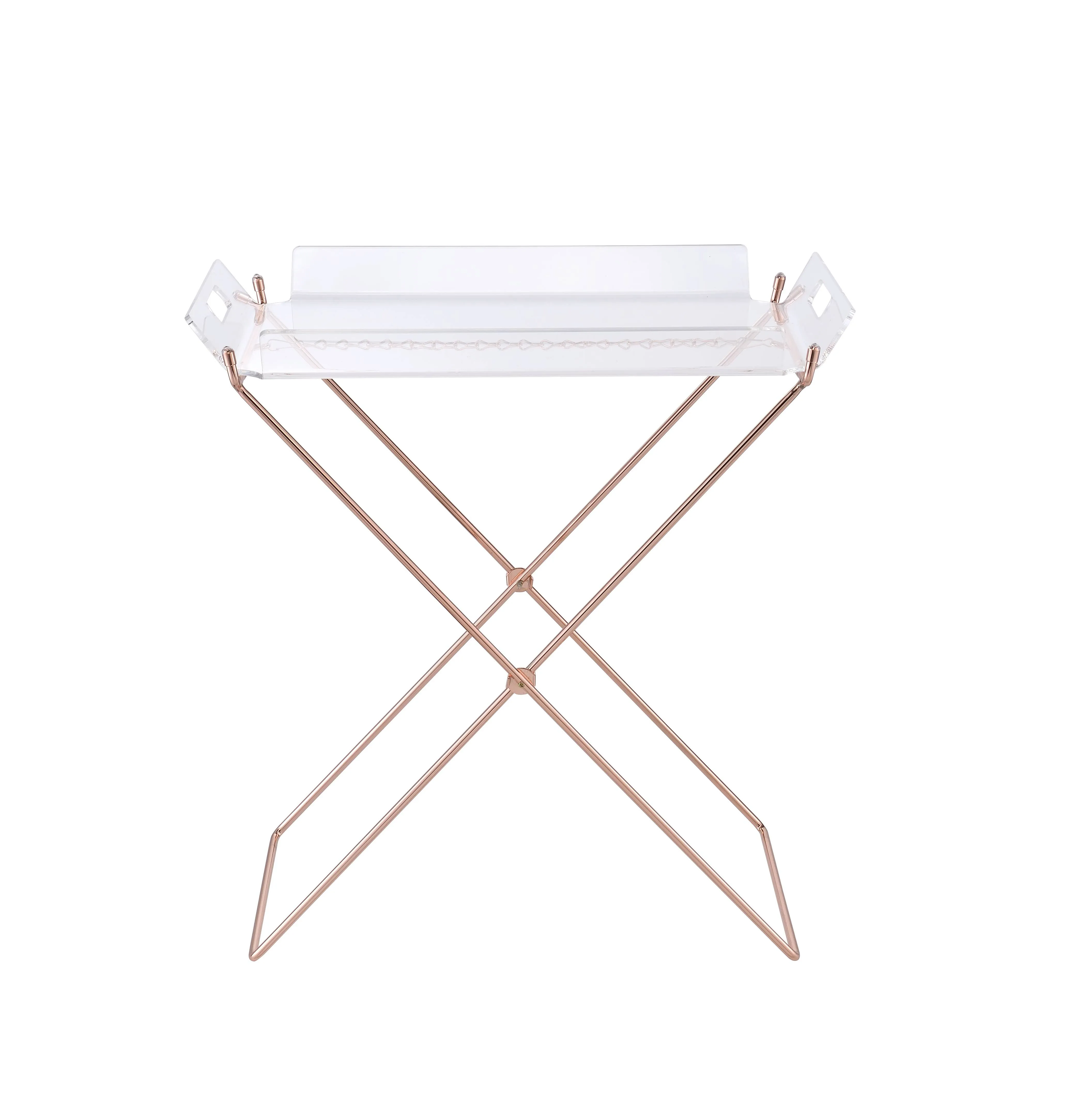 ACME Cercie Tray Table in Clear Acrylic and Copper