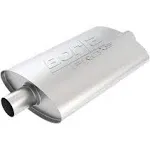 BORLA 40347 ProXS ProXS Muffler 2" Center Inlet/ 2" Center Outlet, 4" x 9.5" Oval, 14" Long Body, 19" Overall Length. Universal Part. Reversible Design.