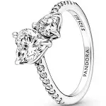 Pandora Double Heart Sparkling Ring 191198C01 Zilver