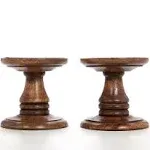 Hosley Set of 2 Wood Pillar Candle Holders - 5" High. Ideal Gift for Weddings, B