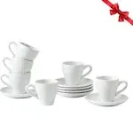 Unilives Espresso Cups, with Saucers Tea Cups and 2 Ounce Set White 