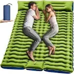 Double Sleeping Pad, Self Inflating, For 2 Person, w/ Pillow, Built-In Foot Pump