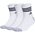 Adidas Men's Cushioned 3-Stripe 3.0 3-Pack High Quarter Socks, White/Grey/Black / L