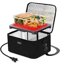 Aotto Portable Oven, Electric Lunch Box Food Heater - 12V/24V/110V 3-in-1 Car Food Warmer - Mini Personal Microwave Heated Lunch Box Warmer for Car, Truck, Travel, Office & Home Use - Black