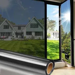 Window Film Privacy One Way Window Tint for Home Reflective See Out not in Light Heat Blocking for Doors and Windows(Silver 17.5X78.7)