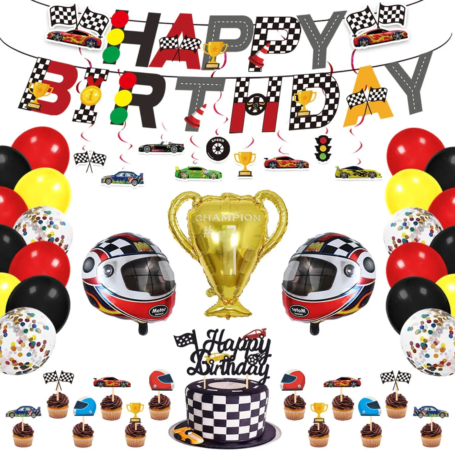 Race Car Birthday Party Supplies Race Car Party Decorations with Race Car Happy ...