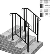 Iron Step Handrail Stair Railing for 3-4Step Handrail Outdoor Deck Hand Rail