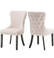 KCC Velvet Dining Chairs Set of 2 Tufted Upholstered Wingback High-end Dining Kitchen Chair with Nailhead Solid Wood Legs