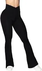 Sunzel Black Flared High Waist Crossover Yoga\u200e Pants S