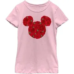 Disney Girl's Mickey Mouse Rose Silhouette T-Shirt