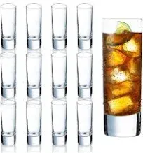 Farielyn-X Clear Heavy Base Shot Glasses 12 Pack, 2 oz Tall Glass Set for Whiske