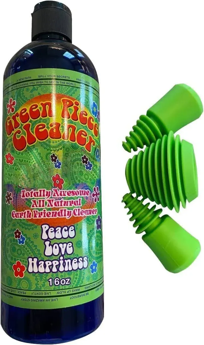 Green Piece® Glass Cleaner -16 oz bottle with Set of 3 Silicone Plugs for... 