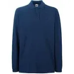 Fruit of The Loom Mens Premium Long Sleeve Polo Shirt / 3XL / Navy