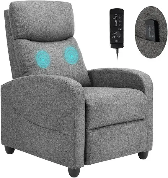 Sweetcrispy Recliner Chair for Adults Massage PU Leather Small Recliner Home Theater Seating with Lumbar Support