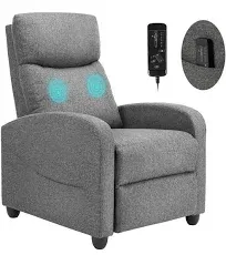 Sweetcrispy Recliner Chair for Adults Massage PU Leather Small Recliner Home Theater Seating with Lumbar Support