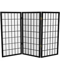 3 ft. Short Window Pane Shoji Screen - Walnut - 4 Panels 4 Panel,