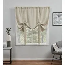 Exclusive Home Curtains Loha Light Filtering Rod Pocket Tie Up Shade, 54"x63", Café