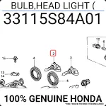 Genuine OEM Honda Headlight Bulb High Beam Halogen HB3 12V 60W OE 33115-S84-A01