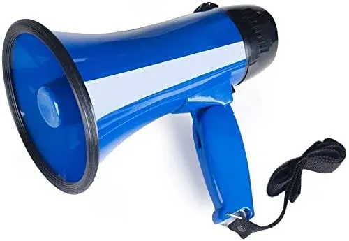  Portable Megaphone Bullhorn 20 Watt Power Megaphone Speaker Voice and Blue