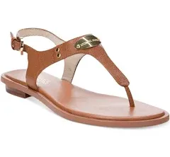 MICHAEL KORS Women&#039;s Shoes Sandal Size 9.5 Sand Leather MK PLATE Thong $120 NEW